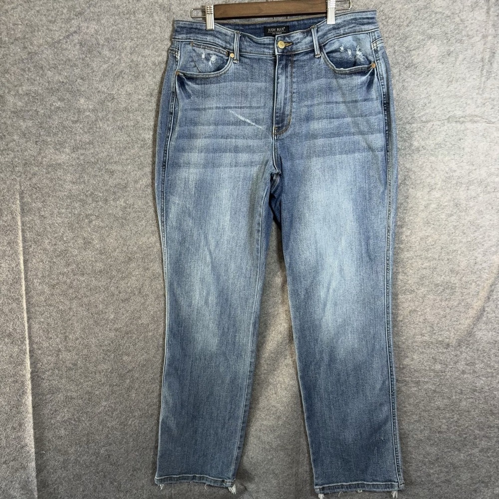 Judy Blue Dad Jean Womens 14W Blue Mid Rise Distressed Stretch